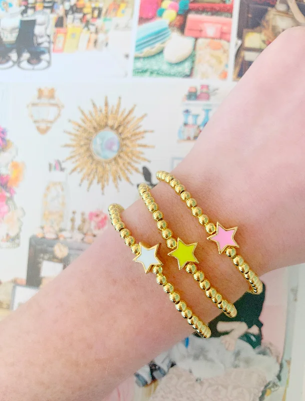 women cuff bracelet sets -Gold Beaded Star Bracelets