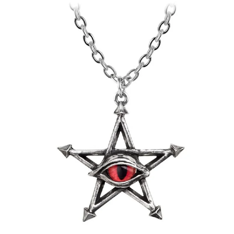 women vintage necklaces -Red Curse Evil Eye Pentagram Pendant Necklace by Alchemy Gothic