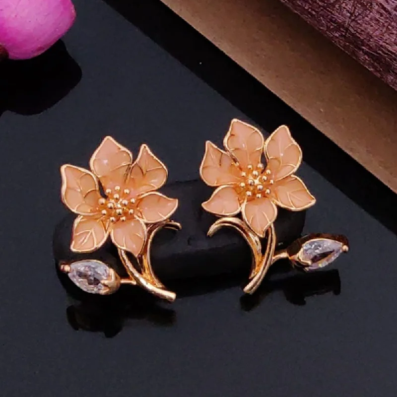 women butterfly earrings -Akruti Collection Gold Plated AD Stud Earrings