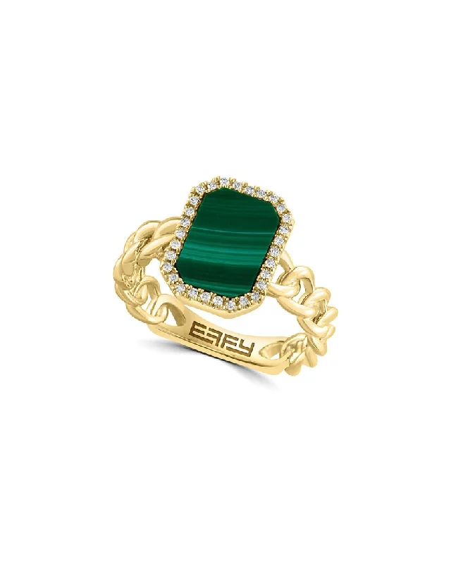 women oval engagement rings -Effy Fine Jewelry 14K 1.80 ct. tw. Diamond & Malachite Ring