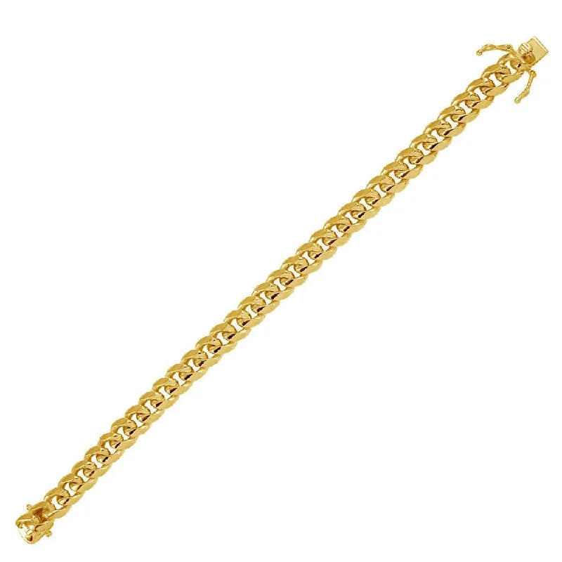 women trendy bracelets -Gold Plated 925 Sterling Silver Miami Curb Bracelet 9mm - CH443 GP BR