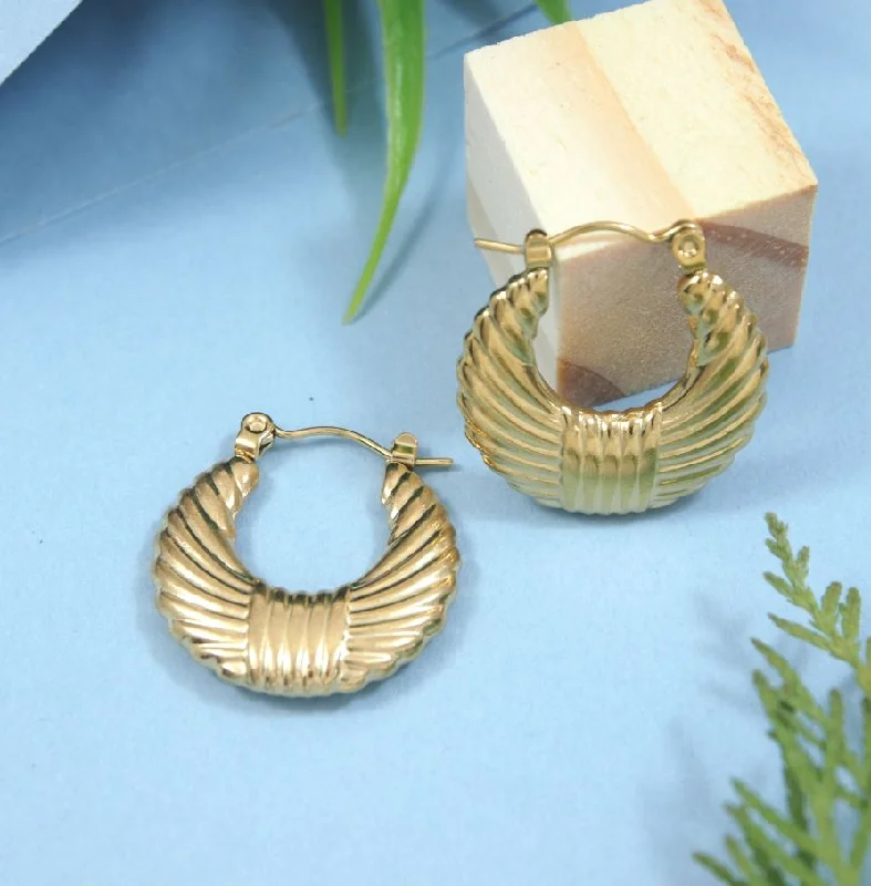 women chunky gold earrings -Tarohi JewelsStainless Steel Anti Tarnish Hoops Earring- STNER 5328