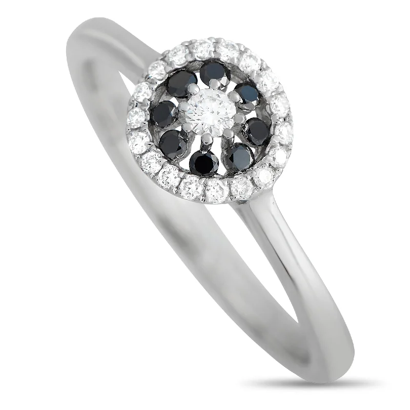 women platinum engagement rings -Piero Milano 18K White Gold 0.23ct White and Black Diamond Ring