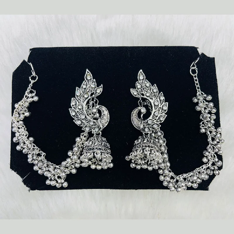 women dainty earrings -Manisha Jewellery Oxidised Plated Austrian Stone Kanchain Jhumki Earrings