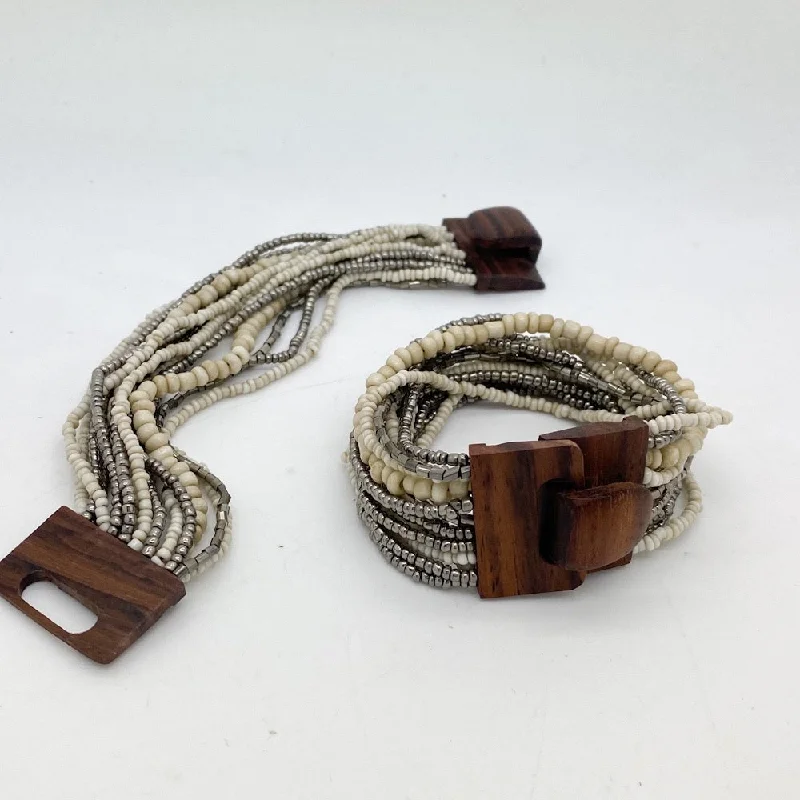 women pearl chain bracelets -Drizzle Mini Wood Buckle Bracelet