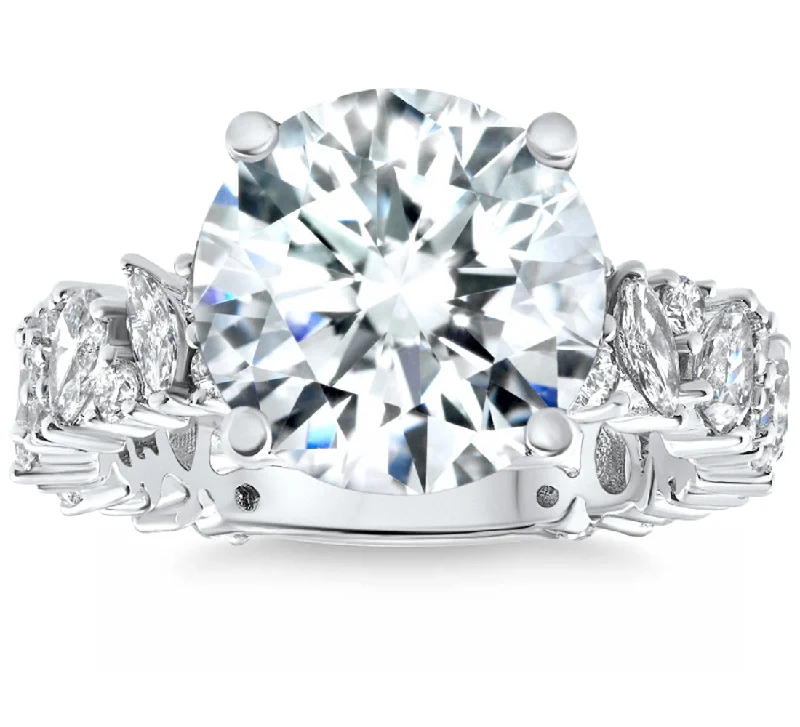 women unique wedding engagement rings -Certified 6.78Ct Round Cut Diamond Engagement Ring 14k White Gold Lab Grown Size: 7