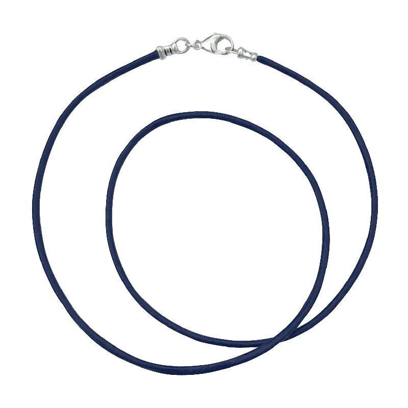 women rose gold necklaces -Sterling Silver 1.8mm Fine Navy Blue Leather Cord Necklace