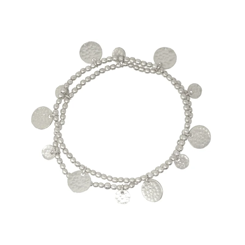 women pearl bracelets -Libra Silver Coin Bracelet