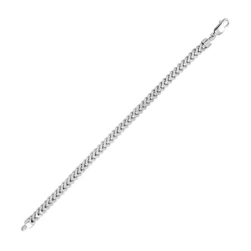 women multi-strand bracelets -Rhodium Plated 925 Sterling Silver Franco Chain or Bracelet 4.8mm - CH424 RH