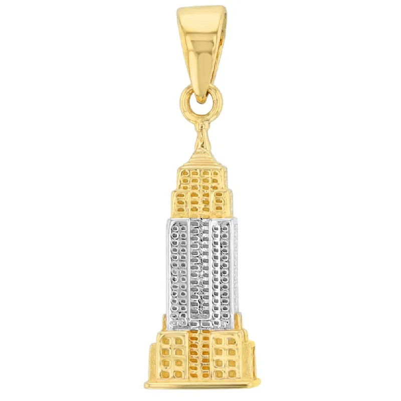 women casual necklaces -Solid 14K Gold Empire State Building Pendant - Yellow Gold