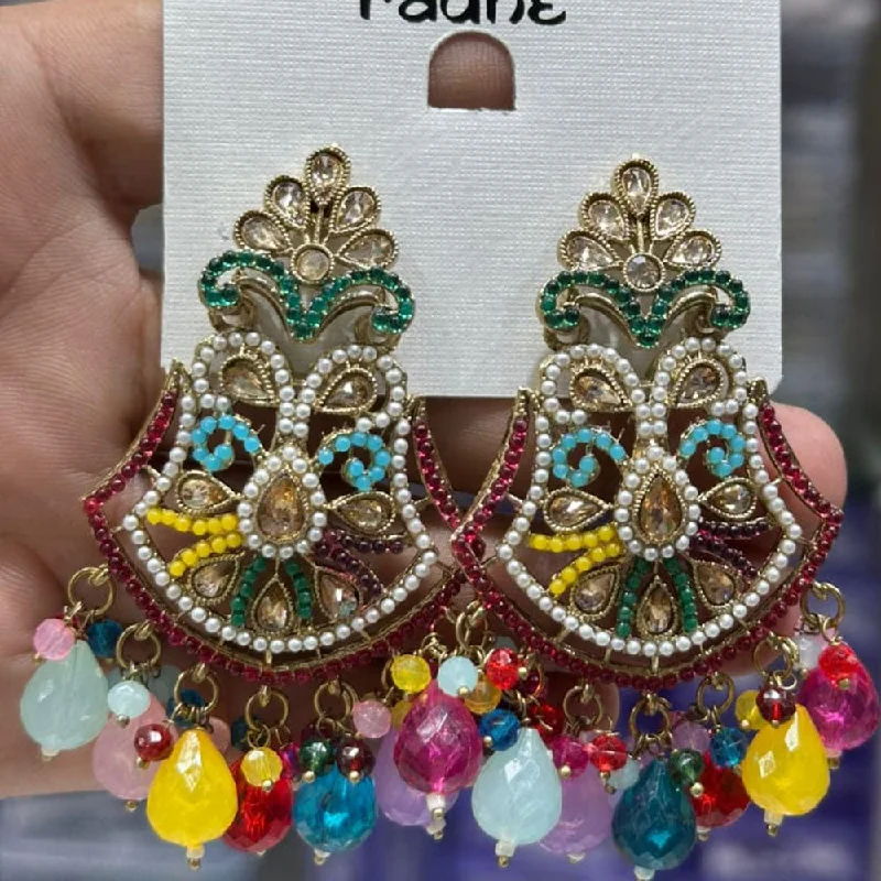 women custom earrings -Kavita Art Gold Plated Crystal Stone And Beads Dangler Earrings