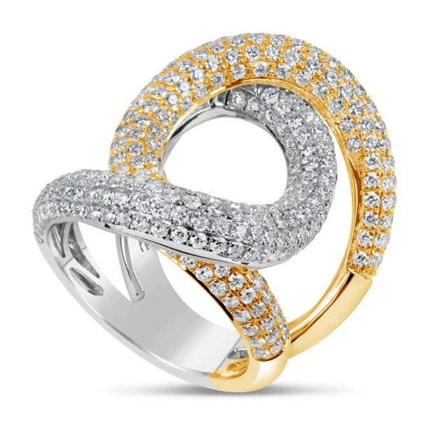 women classic solitaire rings -18kt Two Tone Diamond Loop Ring (3.71 ctw)