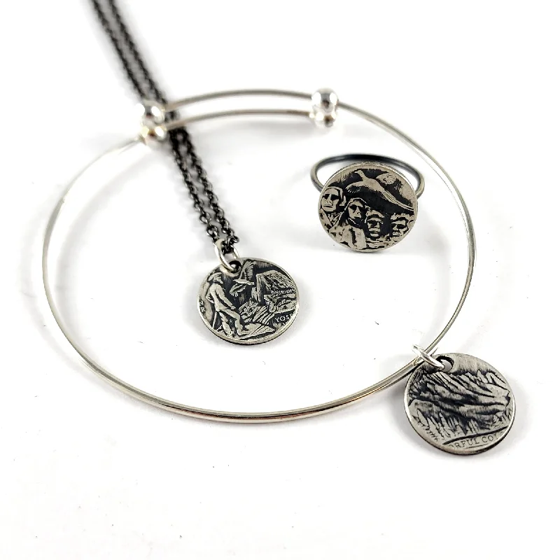 women moon necklaces -90% Silver State Quarter Narrow Band Punch Out Jewelry - Necklace, Bracelet or Stacking Ring