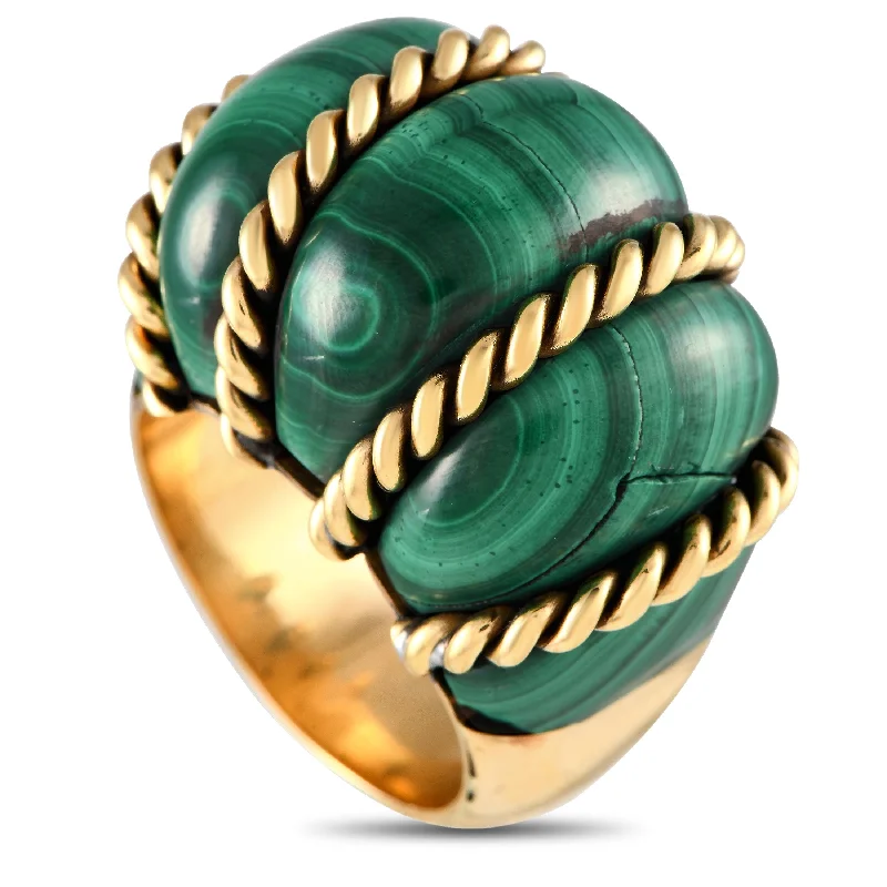 women unique wedding engagement rings -Seaman Schepps 18K Yellow Gold Malachite Cocktail Ring SS02-072524