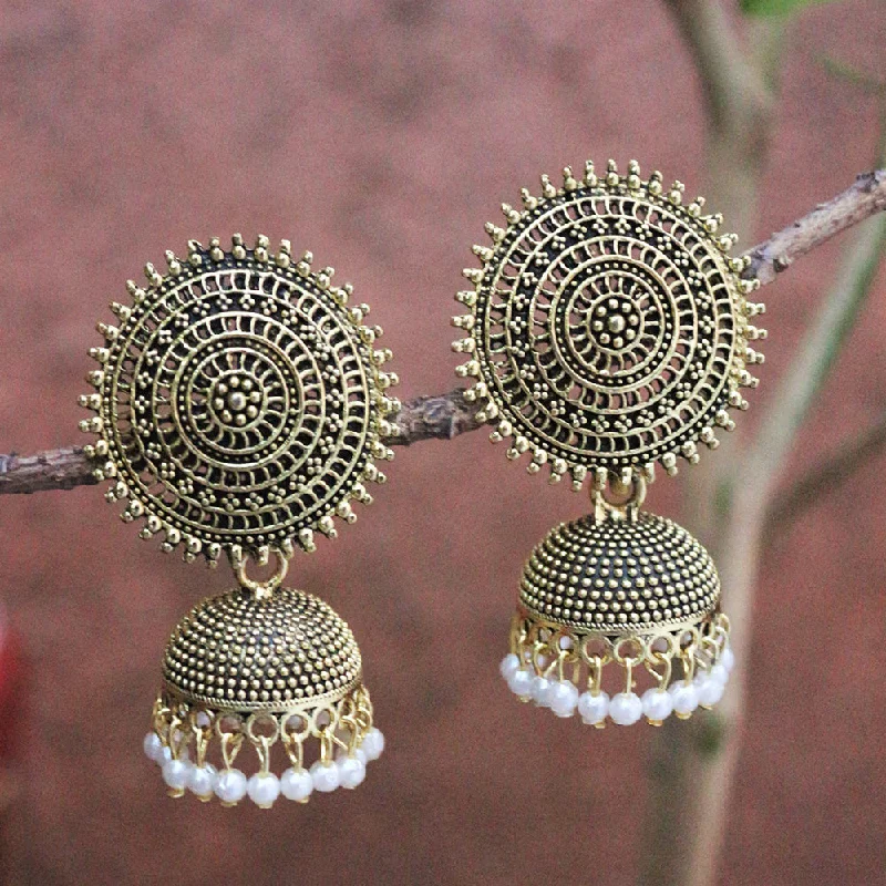 women luxury earrings -H K Fashion Gold Plated Pearls Jhumki Earrings