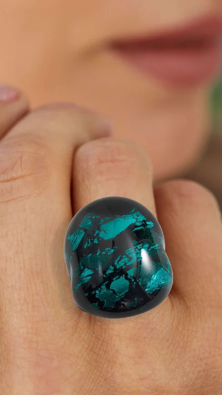 women halo engagement rings -ITALIAN MURANO GLASS RING