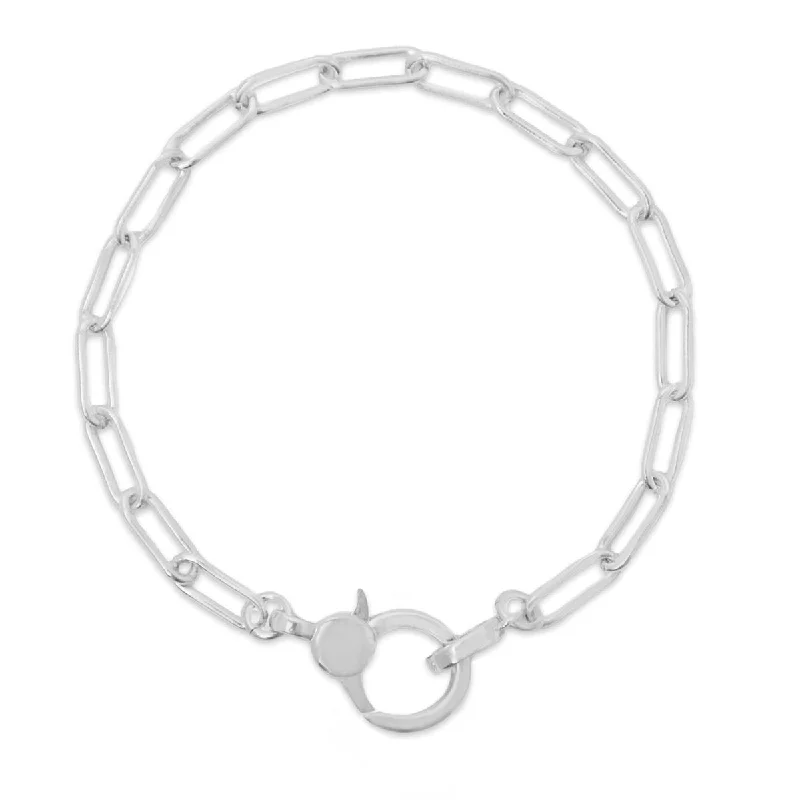 women luxury bracelets -Sterling Silver Paperclip Chain Charm Holder Bracelet