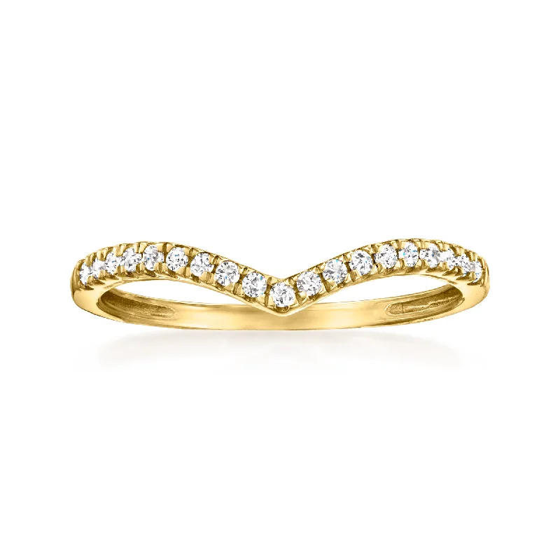 women wedding engagement rings -RS Pure by Ross-Simons Diamond Chevron Ring in 14kt Yellow Gold