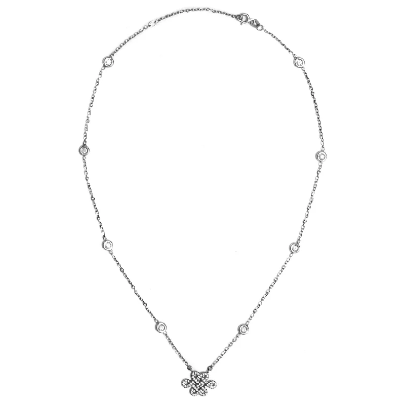 women geometric necklaces -Tibetan Endless Love Knot Diamond Strand Necklace♥