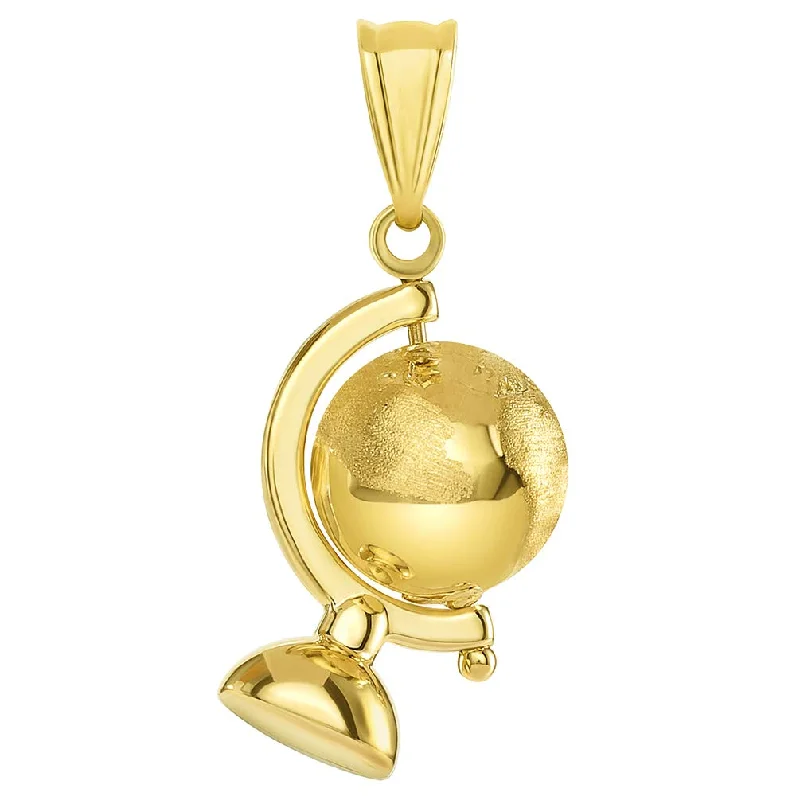 women butterfly pendant necklaces -14k Yellow Gold Spinning Globe Pendant