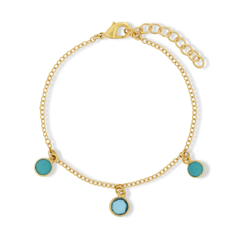 women thin bangles -Orla Charm Bracelet Aqua