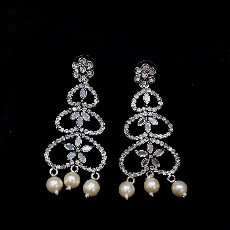 women gold-plated earrings -Akruti Collection Oxidised Plated Mirror Dangler Earrings