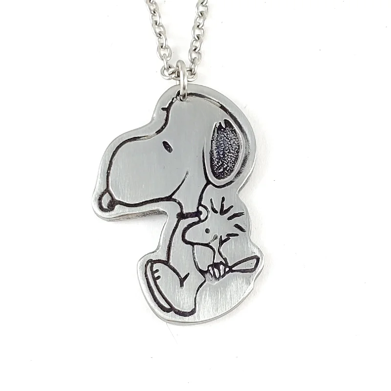 women long pendant necklaces -Snoopy & Woodstock Sitting Stainless Steel Spoon Necklace