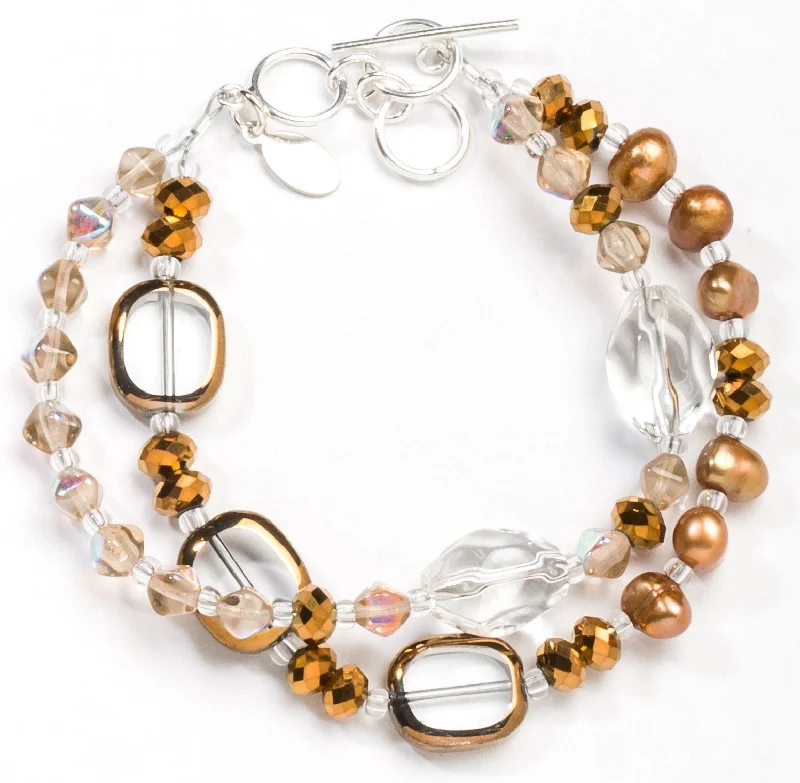 women infinity bracelets -Crystal Gold Medley 2-Strand Bracelet