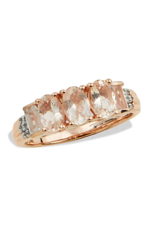 women birthstone engagement rings -18K ROSE VERMEIL MORGANITE RING