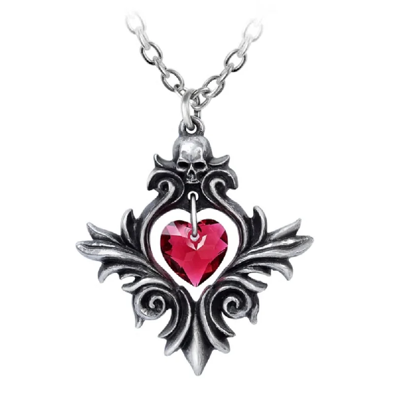 women moon necklaces -Bouquet of Love Crystal Heart Pendant Necklace by Alchemy Gothic