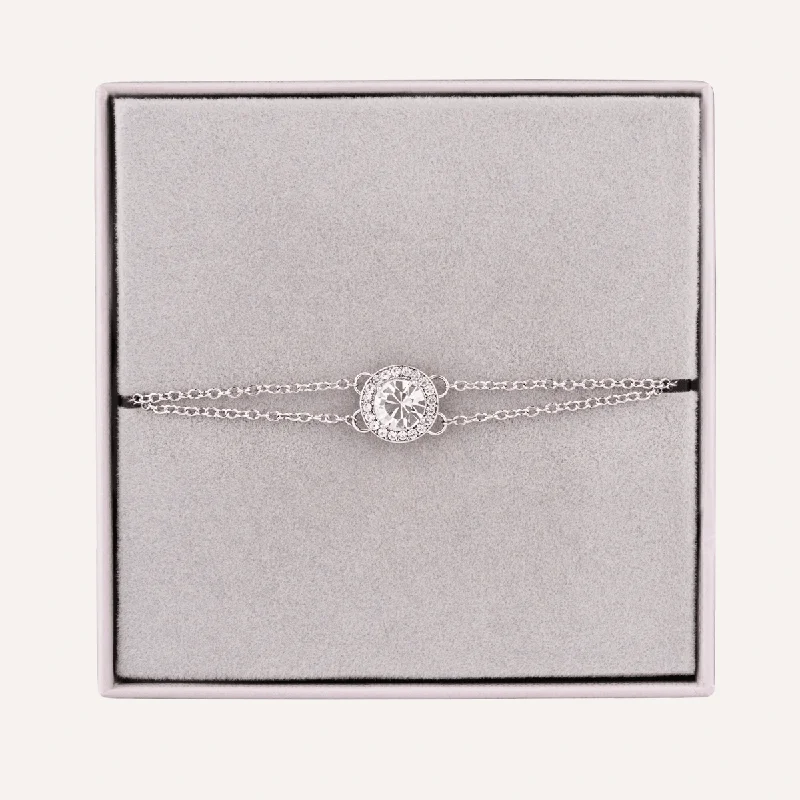 women adjustable bangle sets -April Diamond-Colour Birthstone Clasp Bracelet In Silver-Tone