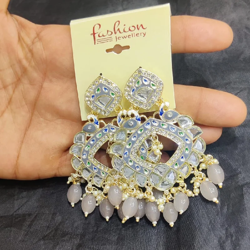 women custom earrings -Manisha Jewellery Gold Plated  Meenakari Dangler Earrings