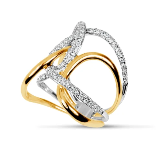 women vintage wedding bands -18kt Two Tone Fashion Diamond Loop Ring (.90 ctw)