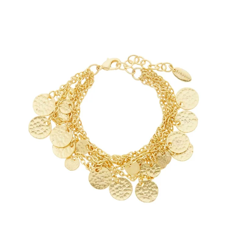 women thin bracelets -Alena Multi Row Gold Coin Bracelet