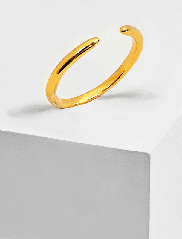 women yellow gold rings -SUCCESS 2-Way Stacking Open Ring | 18K Gold Over Sterling Silver