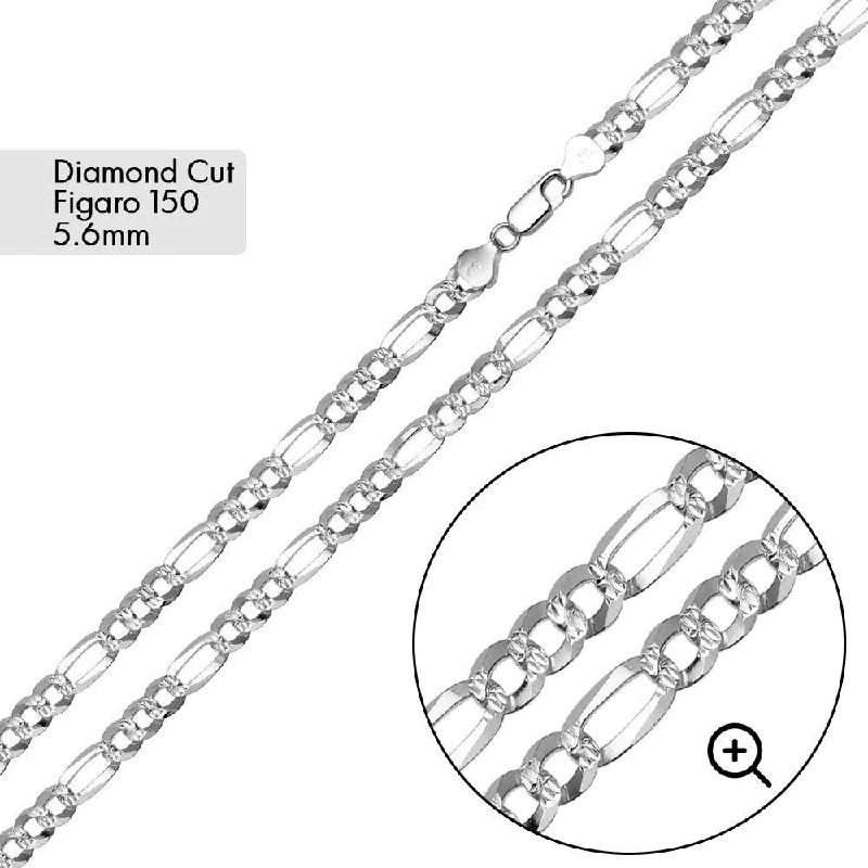 women wedding bracelets -Diamond Cut Figaro 150 Bracelet and Chain 5.6mm - CH637