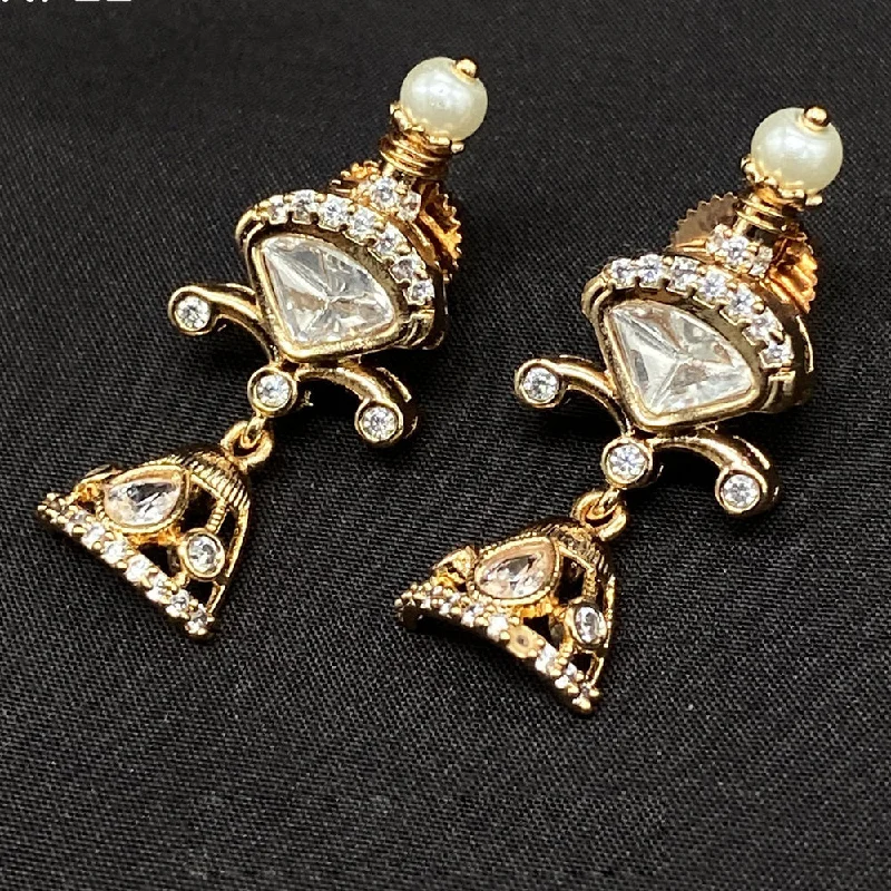 women large stud earrings -Royal Kundan Jewellery Gold Plated Polki Kundan Jhumki