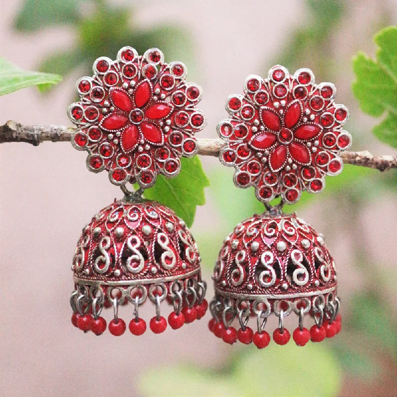 women hoop dangle earrings -H K Fashion Oxidised Plated  Austrian Stone  Jhumki Earrings