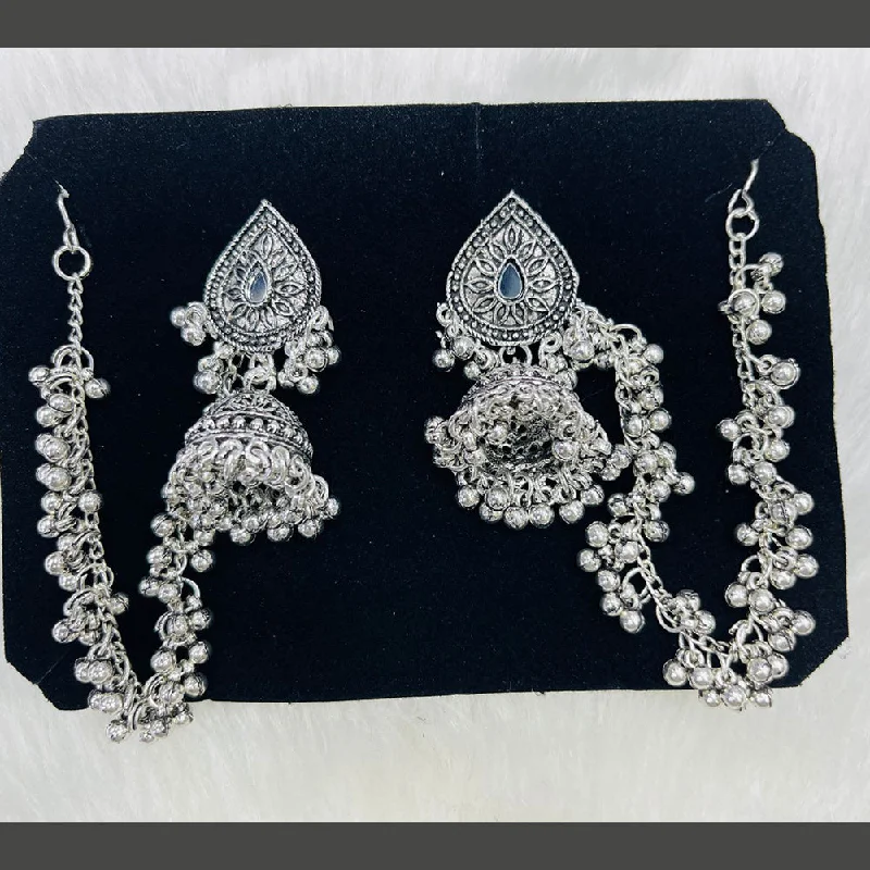 women luxury drop earrings -Manisha Jewellery Oxidised Plated Mirror Kanchain Jhumki Earrings