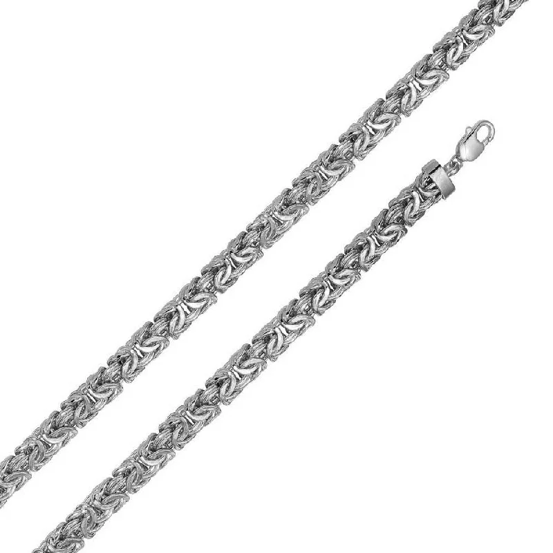 women jewelry bangles -925 Sterling Silver Anti Tarnish Flat Byzantine 11.1mm Chain and Bracelet - CHHW131