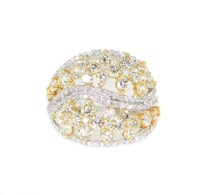 women stackable rings -14kt Two Tone Yellow Diamond Ring (2.85 ctw)