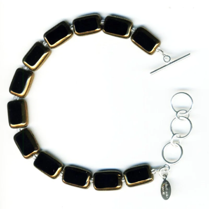 women adjustable bangle sets -Black Beaded Bracelet, Glass Beaded Bracelet