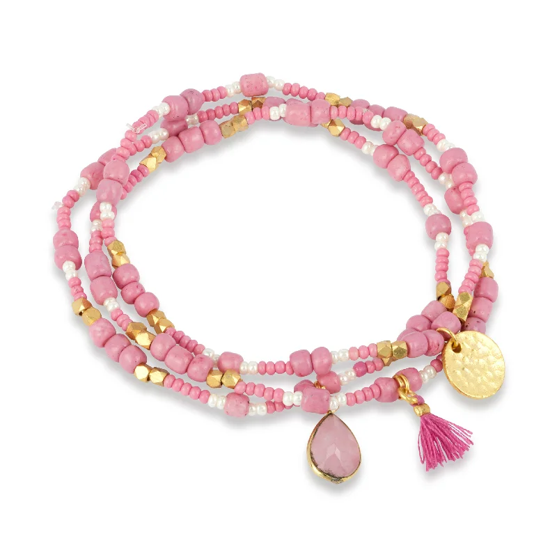 women crystal bracelets -Luana Bracelet Set Pink