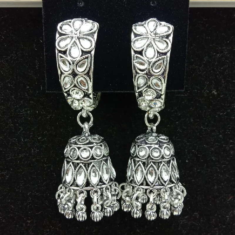 women crystal drop earrings -SP Jewellery Oxidised Plated Jhumki Earrings