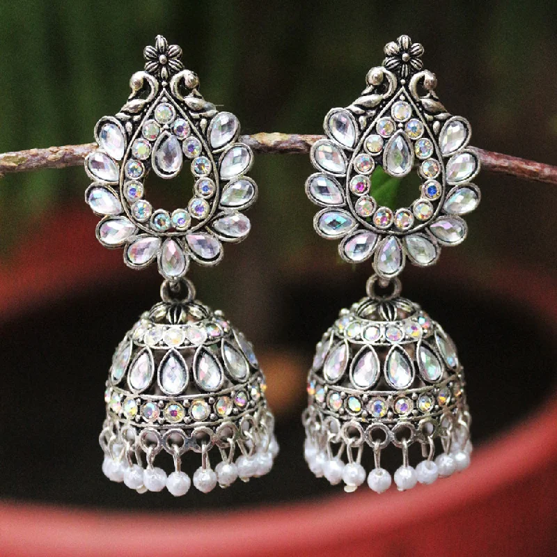 women oversized earrings -H K Fashion Oxidised Plated Jhumki Earrings