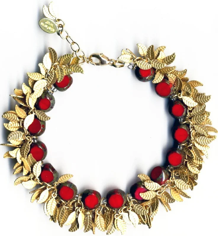 women bangles -Gold Leaf Fringe Bracelet