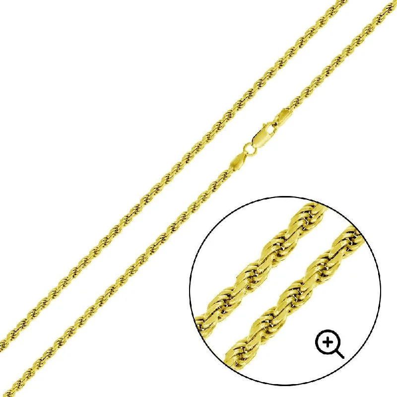 women leather cuff bracelets -Gold Plated 925 Sterling Silver Rope 050 Gold Plated Chain or Bracelet 2.2mm - CH391 GP