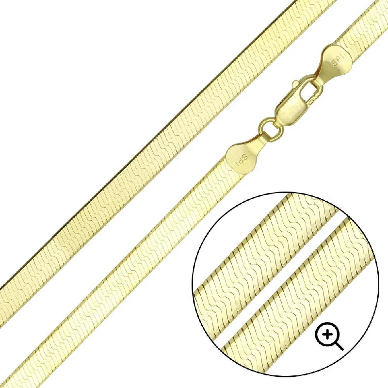 women stackable bracelets -Gold Plated 925 Sterling Silver Herring Bone 060 Chain or Bracelet 5.5mm - CH384 GP