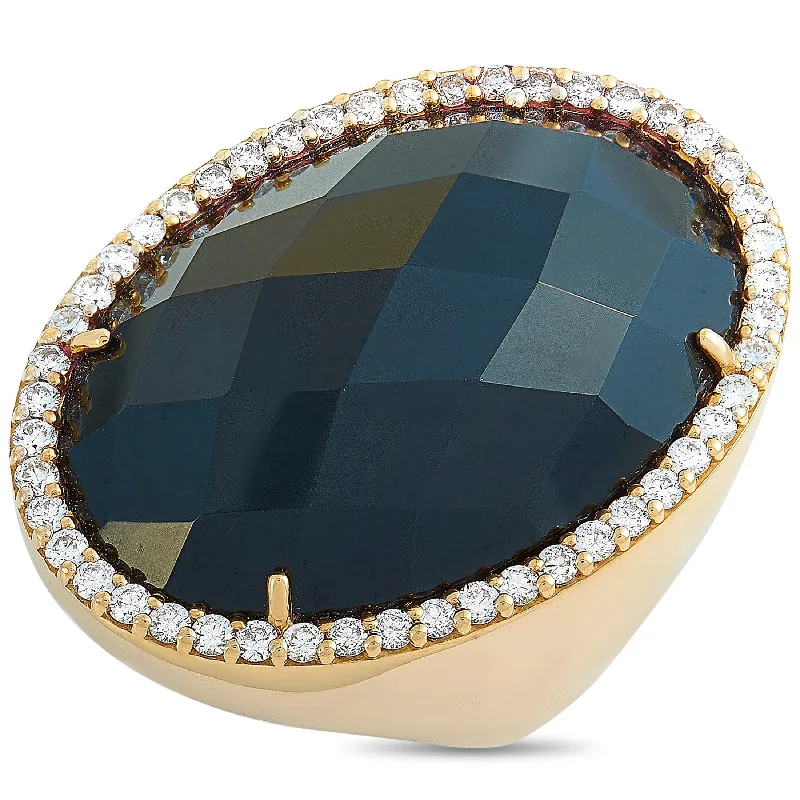 women unique engagement rings -Roberto Coin Cocktail 18K Rose Gold Diamond and Onyx Ring