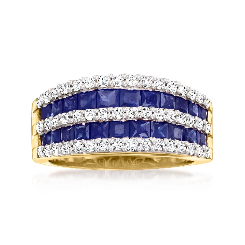 women unique wedding engagement rings -Ross-Simons Sapphire Ring With . Diamonds in 14kt Yellow Gold